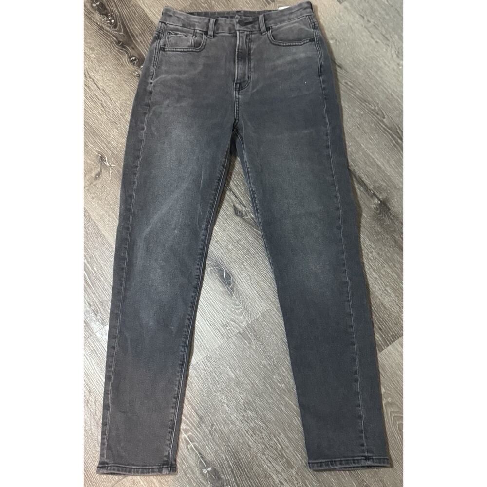 American Eagle Faded Black/Dark Gray Stretch Skinny Jeans, Curvy Mom Jean, 0R